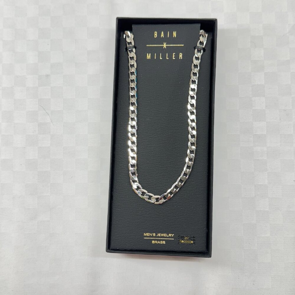 Bain Miller New in Box Brass Curb Link Chain Necklace in Silver